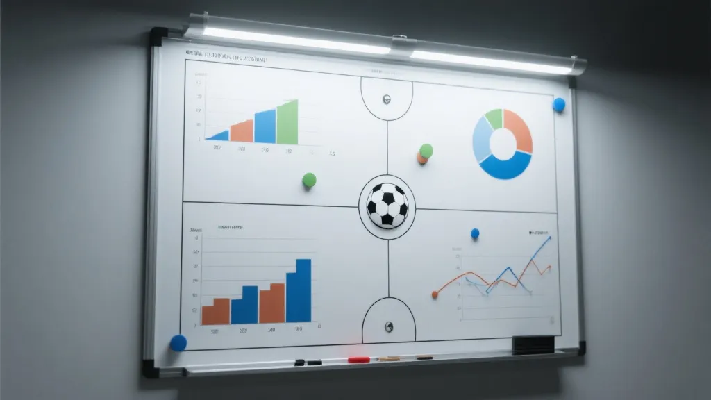 数据模型与足球战术板结合的概念图，象征世界杯夺冠概率分析